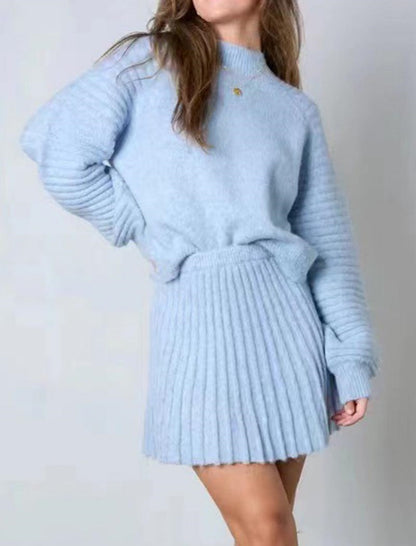 Ribbed Knit Turtleneck Sweater Dress