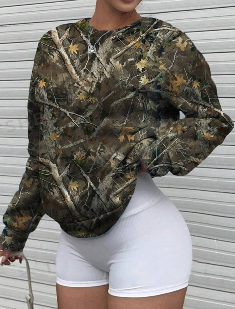 Camouflage Long Sleeve Casual Top
