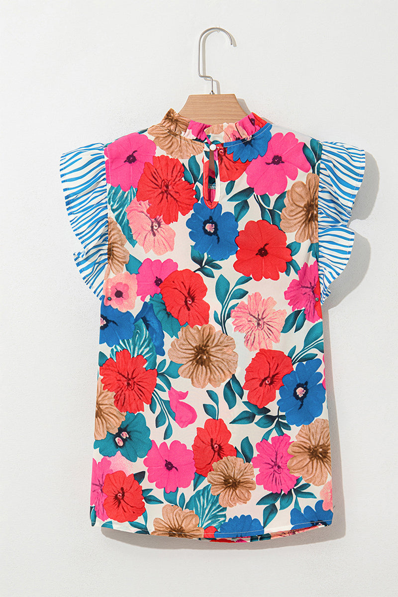 Floral Ruffle Sleeve Blouse