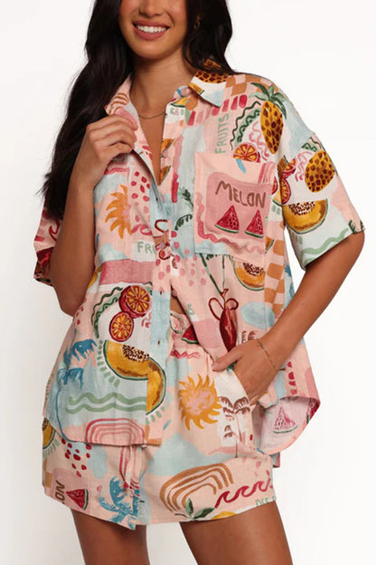 Short-Sleeve Graphic Shirt Romper