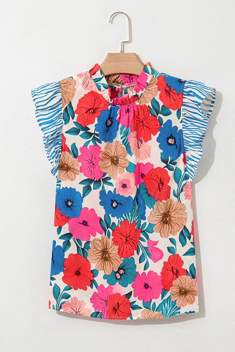 Floral Ruffle Sleeve Blouse