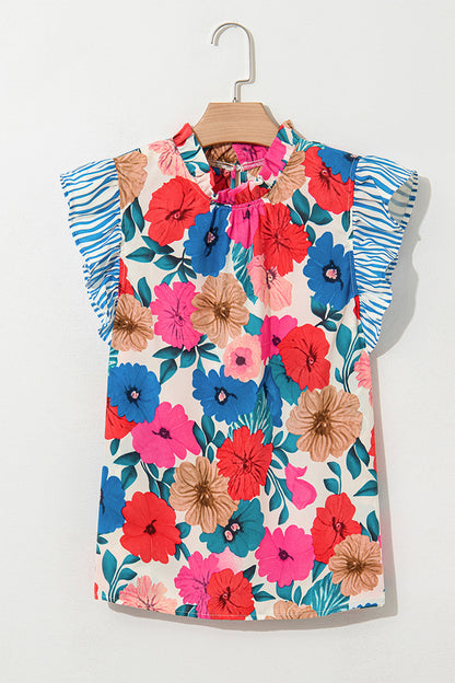 Floral Ruffle Sleeve Blouse