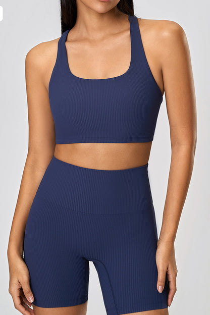 Ribbed Crop Top and High Waist Leggings Set
