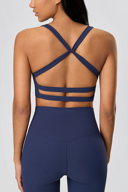 Ribbed Crop Top and High Waist Leggings Set