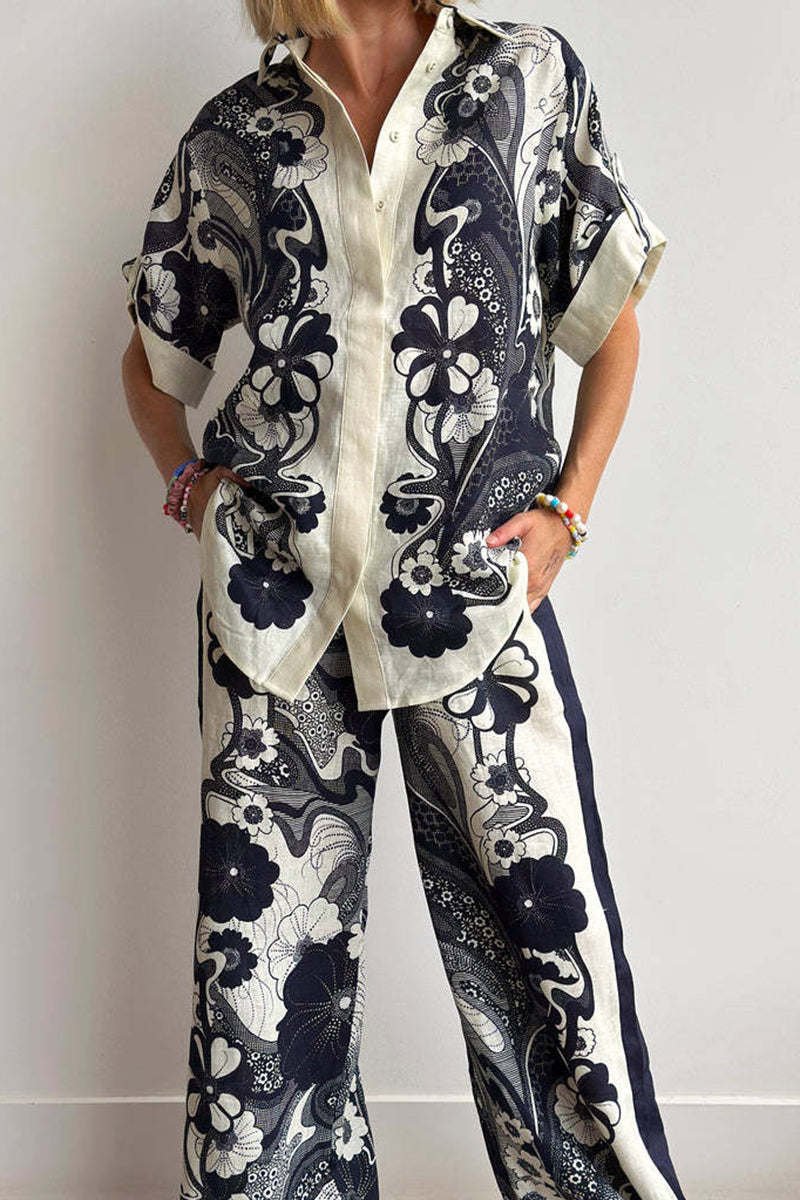 Navy Abstract Pajama Set