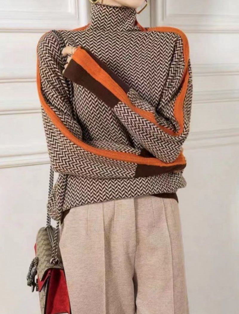 Chevron Pattern Knit Pullover