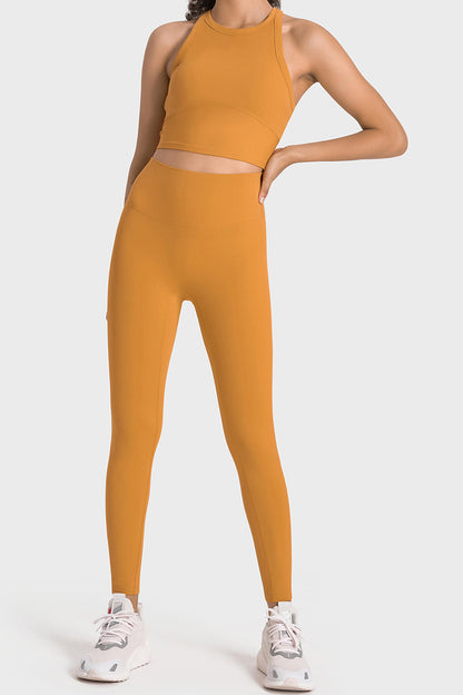 Sporty Crop Top and Legging Suit Set