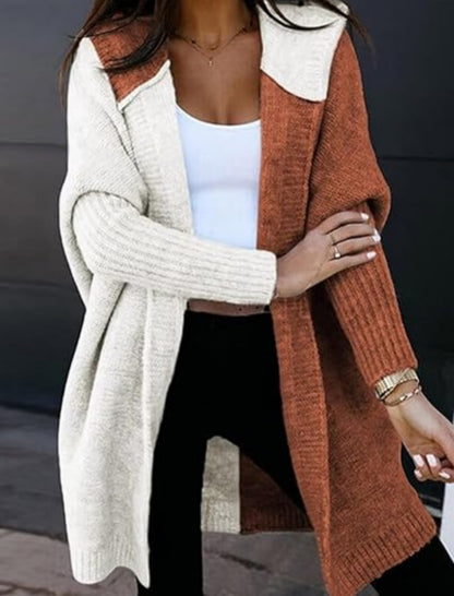 Two-Tone Open Front Cardigan