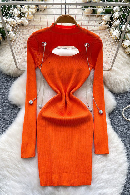 Cutout Chain Detail Casual Dress