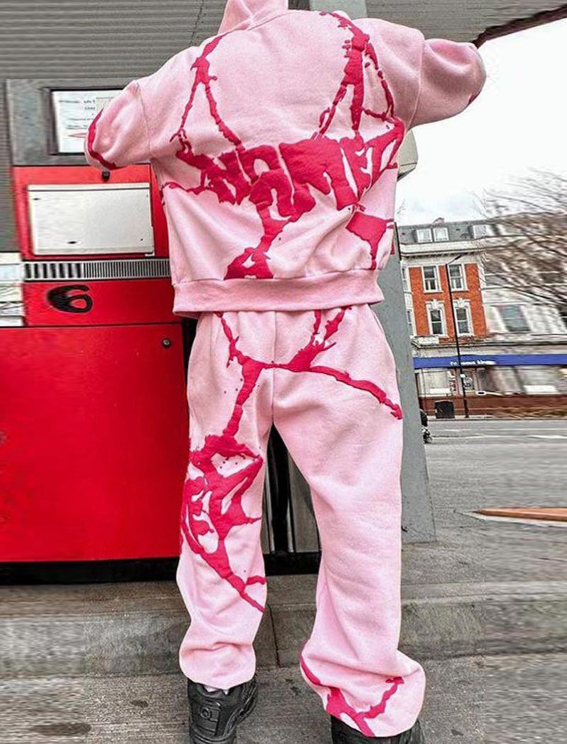 Graffiti Print Hoodie and Jogger Pants Set