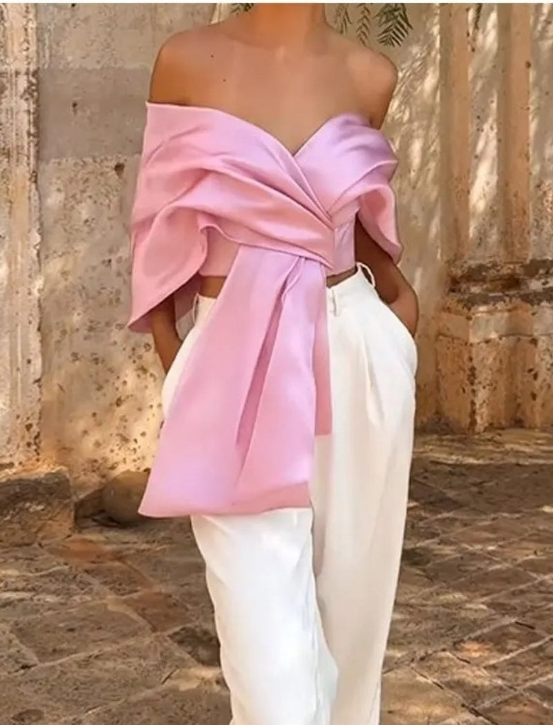Off-Shoulder Ruched Wrap Top
