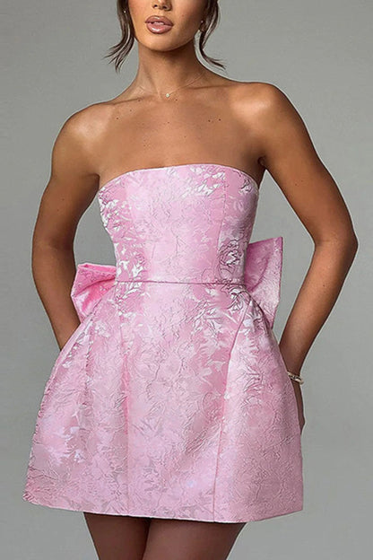 Strapless Floral Cocktail Dress