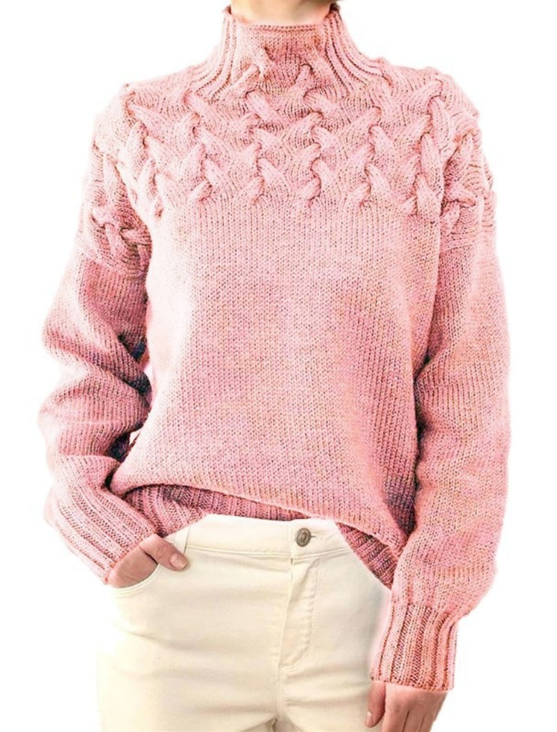 Cable Knit Mock Neck Sweater