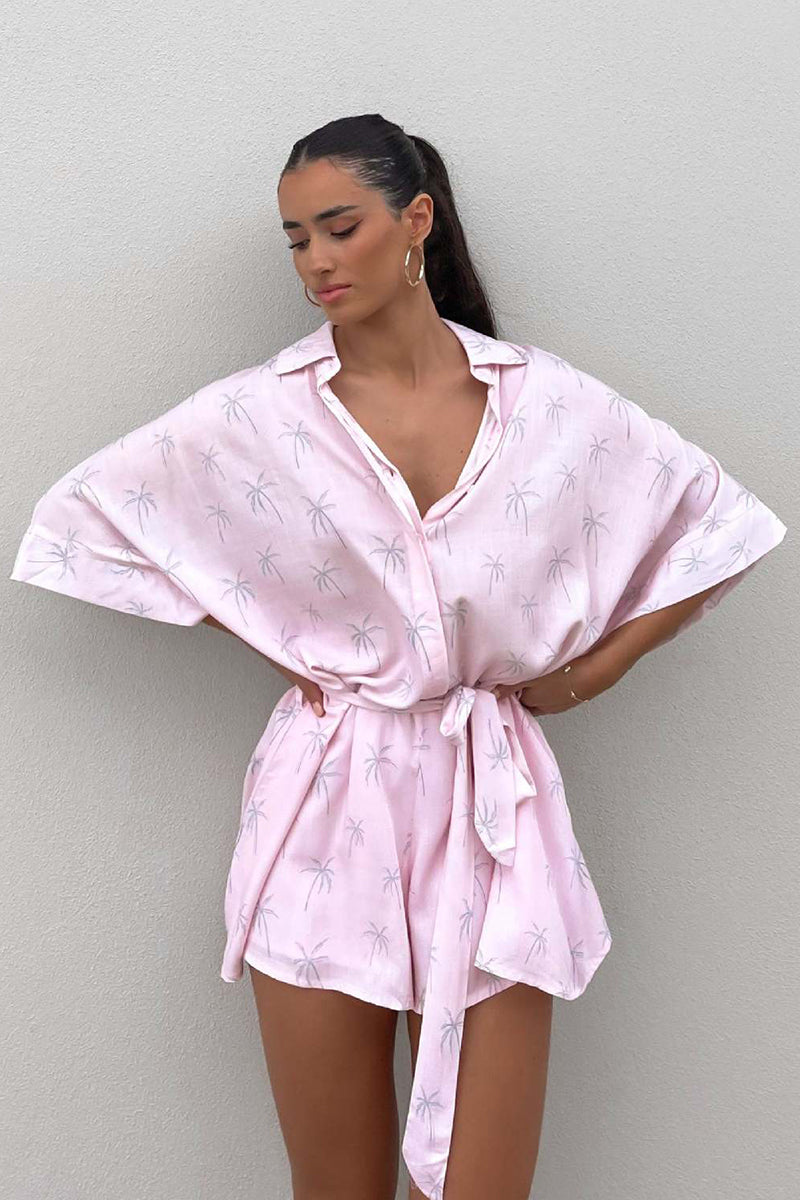 Printed Tie-Waist Romper