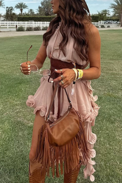 Ruffle High-Low Halter Set