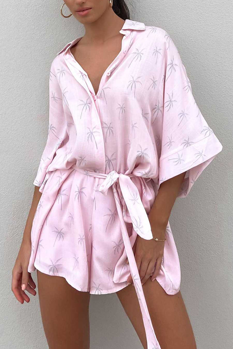 Printed Tie-Waist Romper