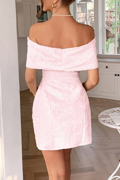 Off-Shoulder Mini Dress with Bow Accent