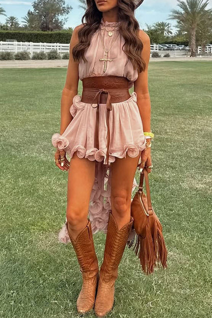 Ruffle High-Low Halter Set