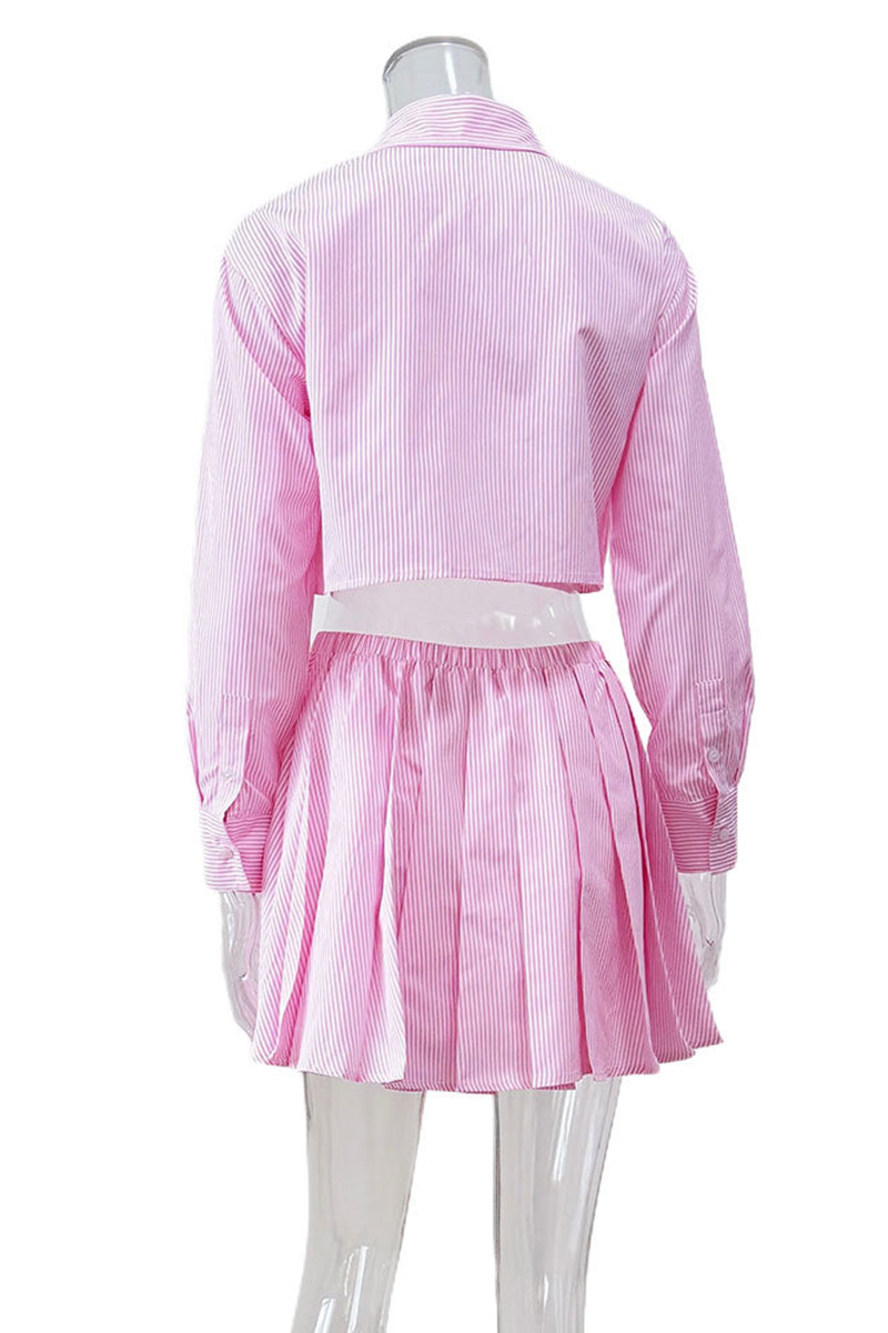 Chic Pleated Skirt and Cropped Top Set