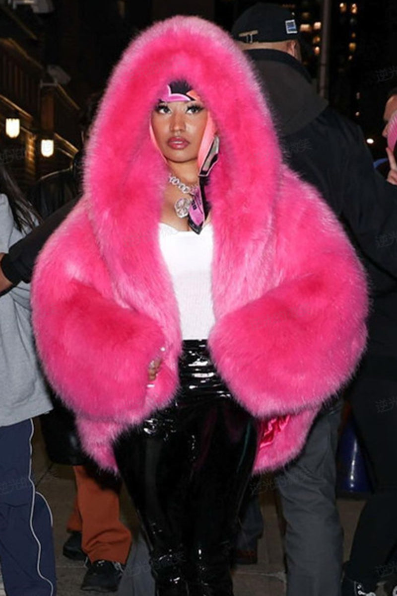 Oversized Hooded Faux Fur Coat
