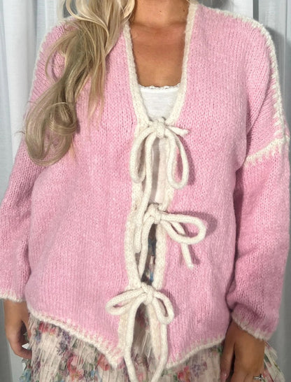 Oversized Tie-Front Knit Cardigan