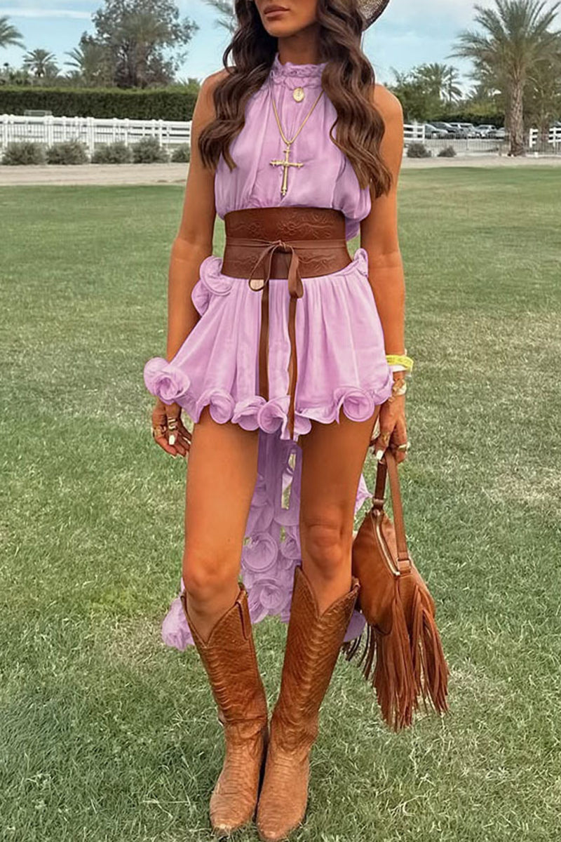 Ruffle High-Low Halter Set