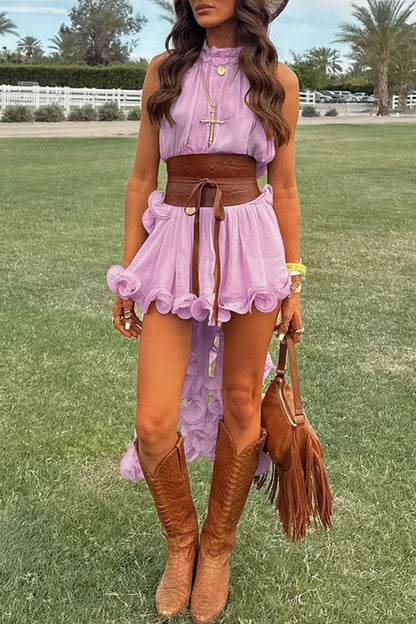 Ruffle High-Low Halter Set