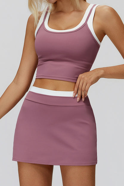 Scoop Neck Sports Bra with Contrast Trim