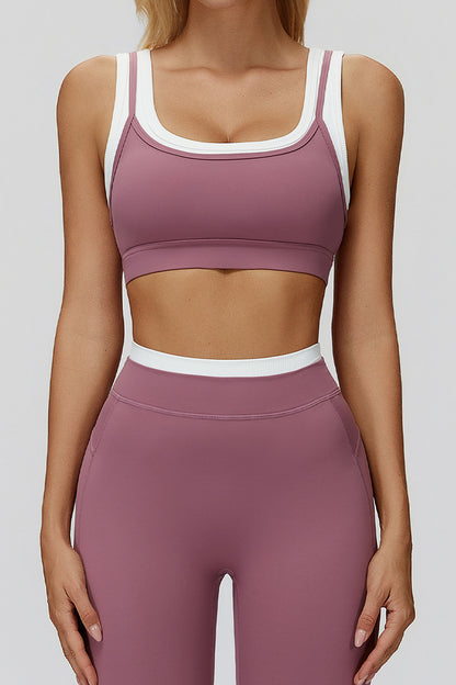 Chic Contrasting Strap Sports Bra