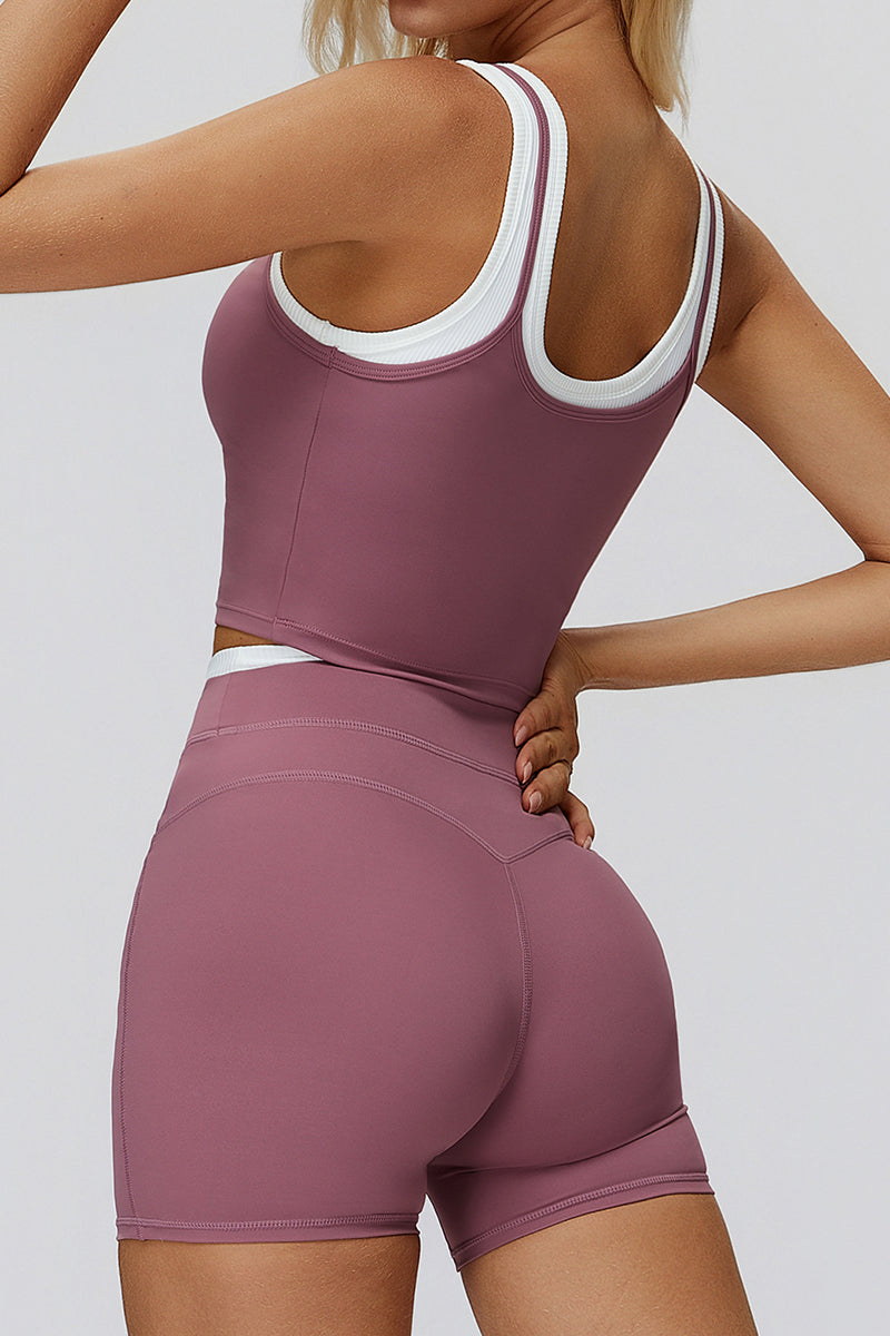 Scoop Neck Sports Bra with Contrast Trim