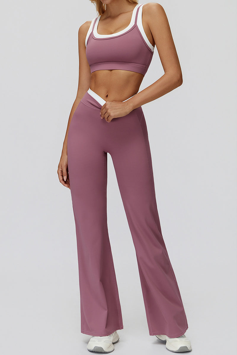 Flare Leg Joggers with Contrast Waistband