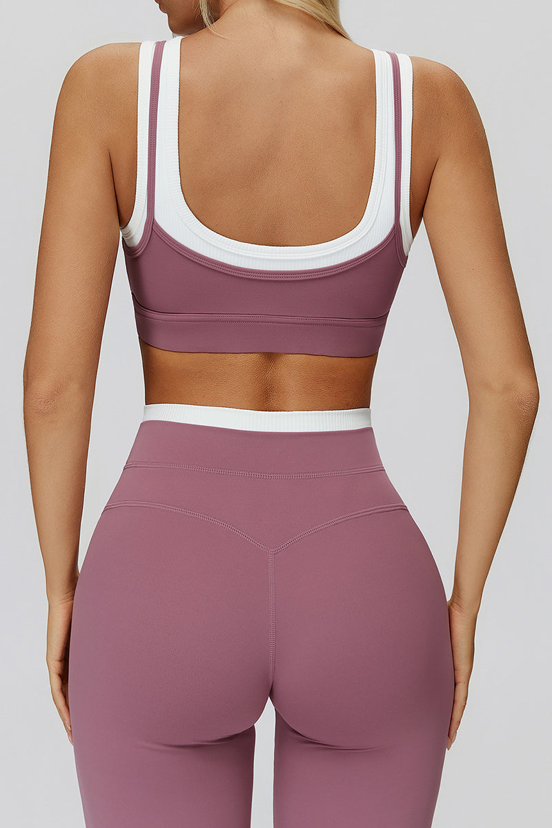 Chic Contrasting Strap Sports Bra