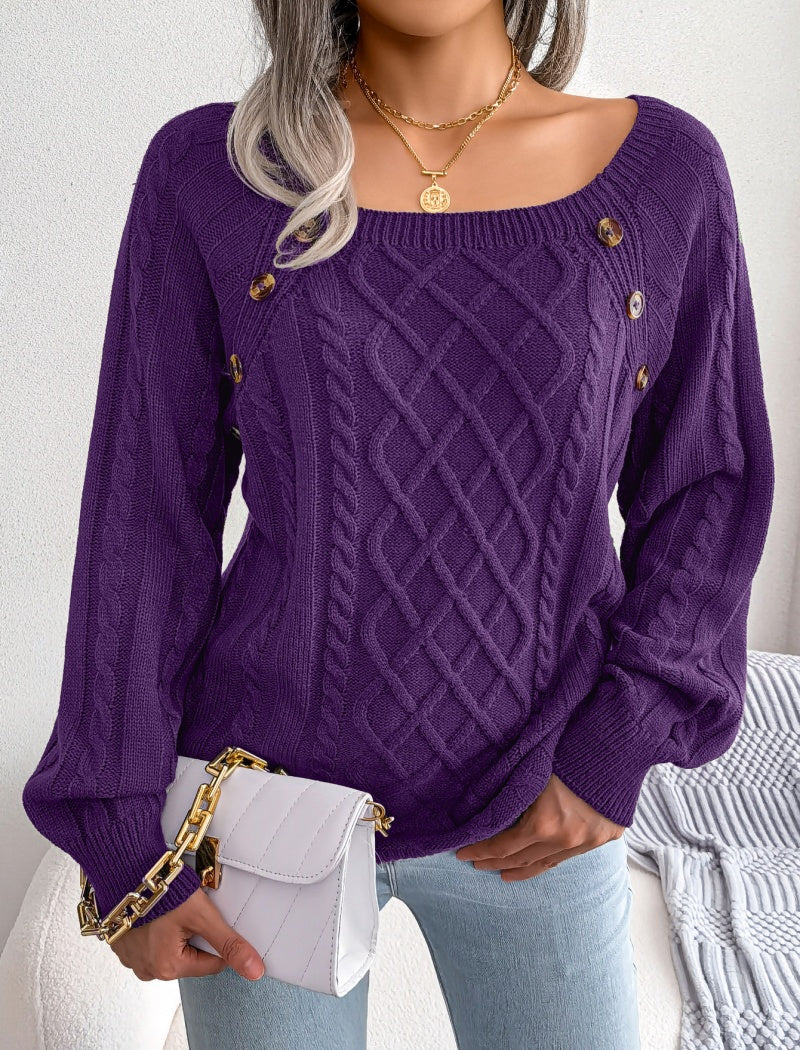 Knit Button-Accent Sweater