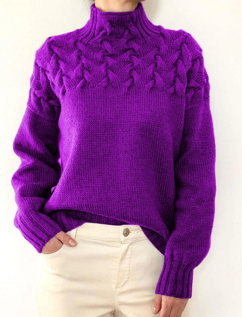 Cable Knit Mock Neck Sweater