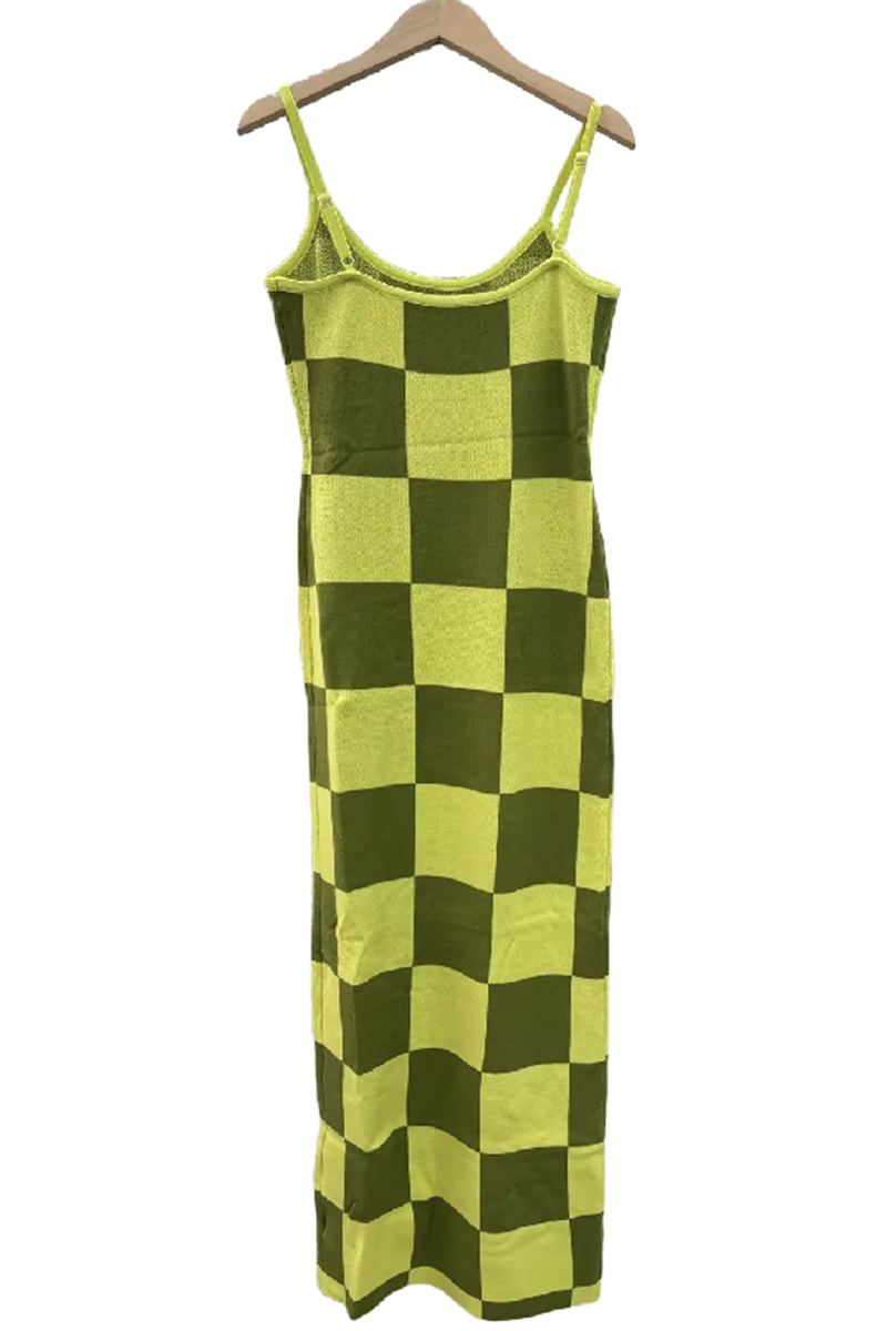 Checkered Bodycon Maxi Dress