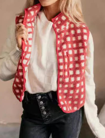 Checkered Pattern Knit Vest
