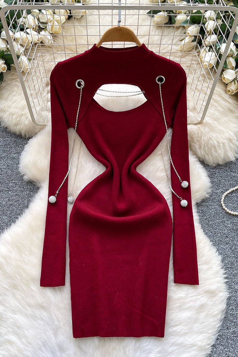 Cutout Chain Detail Casual Dress