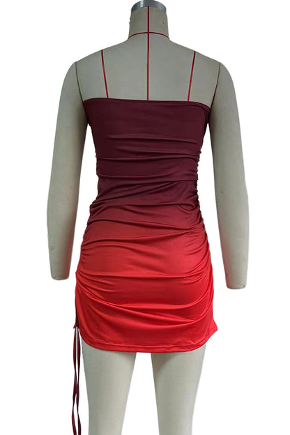 Ruched Bodycon Strappy Mini Dress