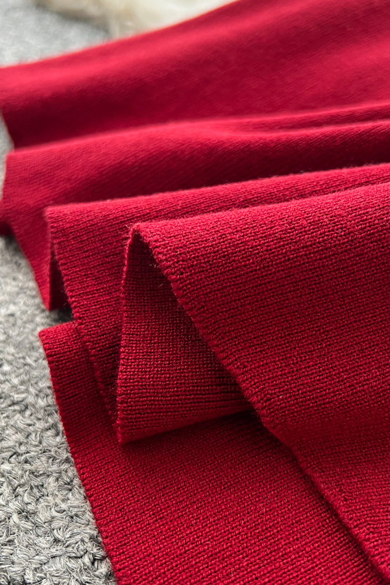 Elegant Knit Skirt Set with Buttoned Cardigan