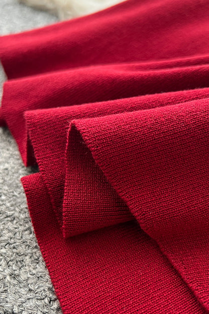 Elegant Knit Skirt Set with Buttoned Cardigan