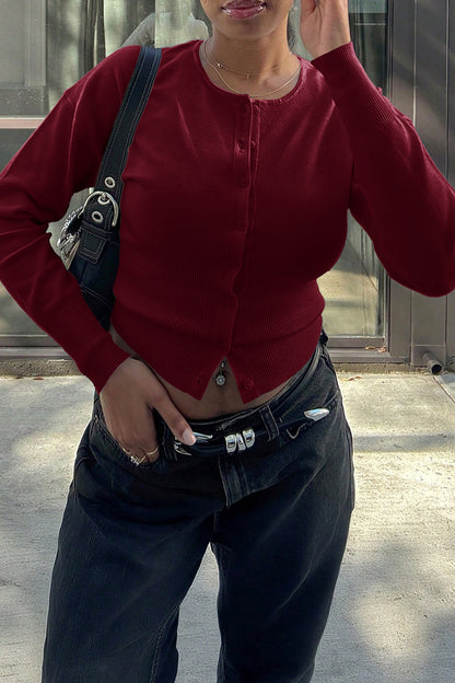 Elegant Button-Front Knit Cardigan