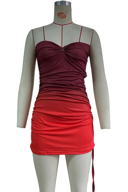 Ruched Bodycon Strappy Mini Dress