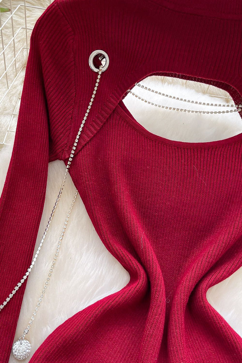 Cutout Chain Detail Casual Dress