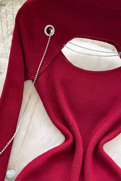 Cutout Chain Detail Casual Dress