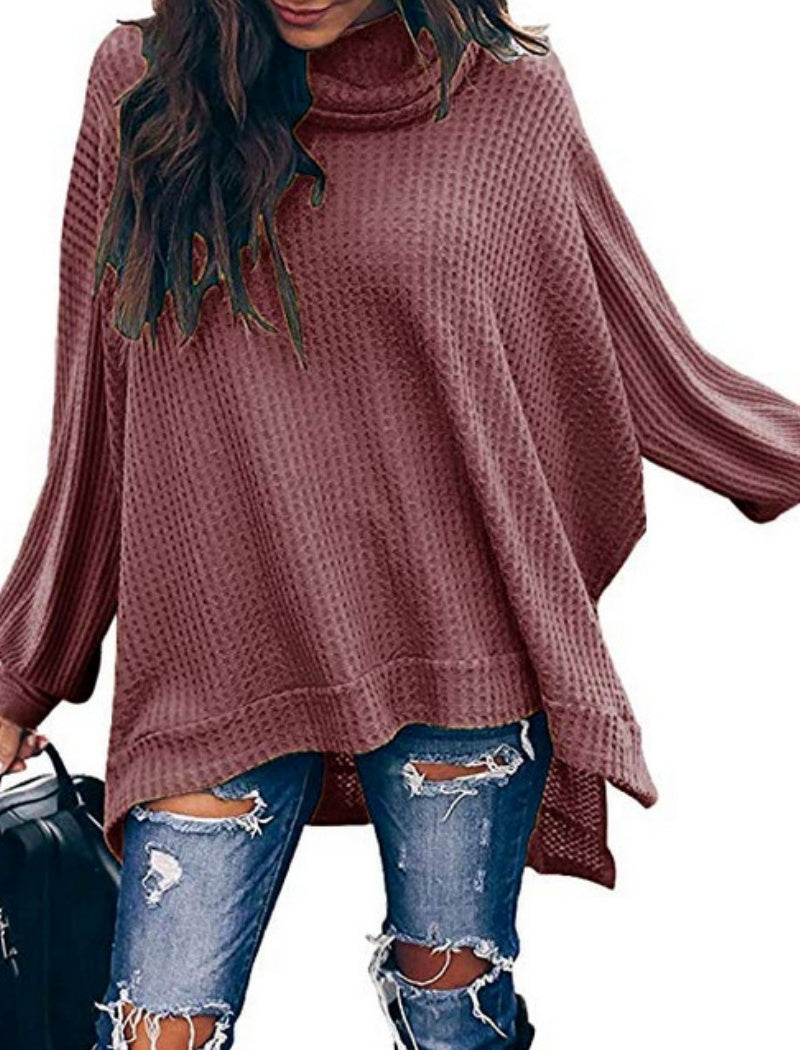 Casual Waffle Knit Poncho