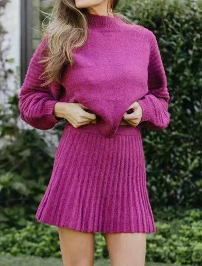 Ribbed Knit Turtleneck Sweater Dress