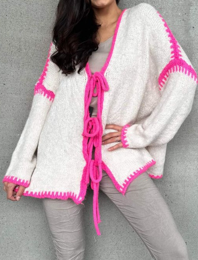 Oversized Tie-Front Knit Cardigan