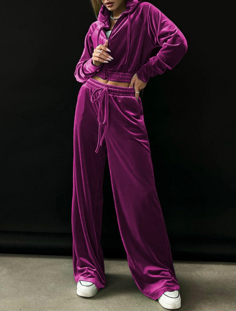 Drawstring Velour Lounge Set