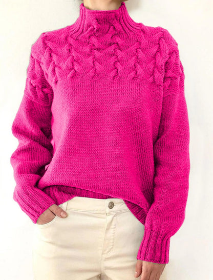 Cable Knit Mock Neck Sweater