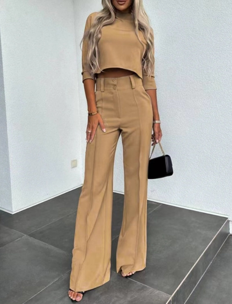 Cropped Long Sleeve Pant Set